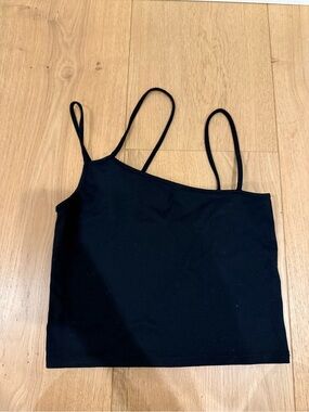 Abercrombie Black Asymmetric Spaghetti Strap Tank Top - Women